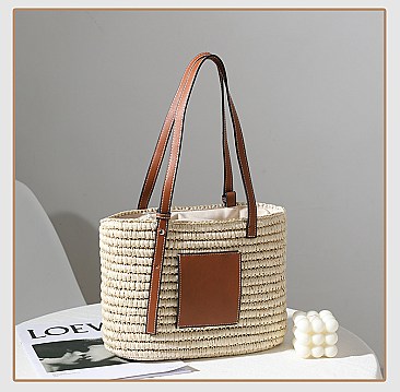 Adjustable Handle Boutique Quality Straw Tote