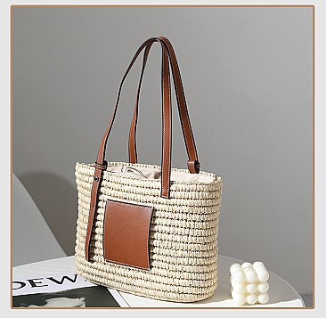 Adjustable Handle Boutique Quality Straw Tote
