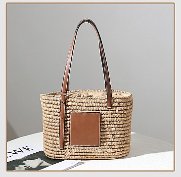 Adjustable Handle Boutique Quality Straw Tote