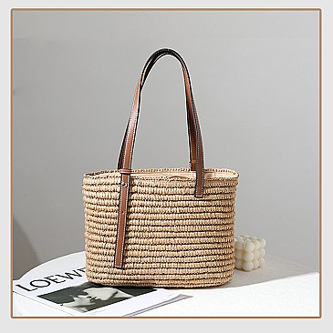 Adjustable Handle Boutique Quality Straw Tote