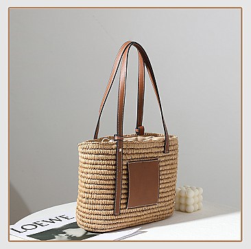 Adjustable Handle Boutique Quality Straw Tote