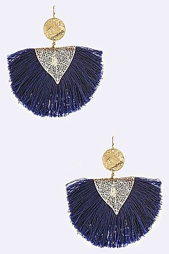 Stylish Large Filigree Accent Tassel Drop Earrings LAE6237
