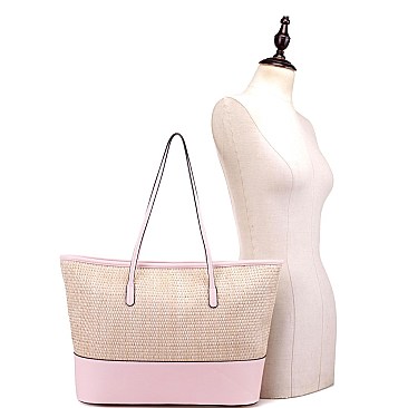 Woven Straw Large Shopper Tote