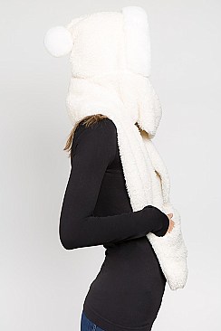 Stylish Soft Fur Hooded Scarf with Pockets FM-AT267