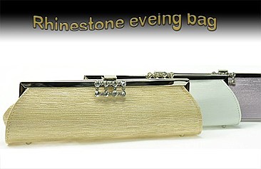 RHINESTONE CLASP SATIN EVENING BAG