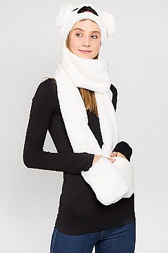 Soft Fur Rabbit Hat and Scarf