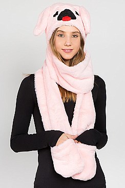 Soft Fur Rabbit Hat and Scarf