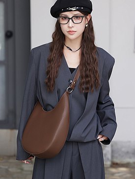Genuine Leather Half moon Shoulder Bag