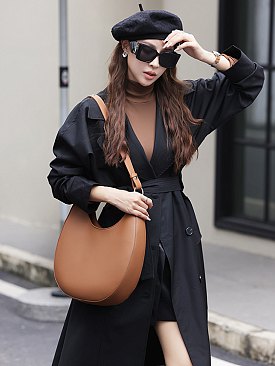 Genuine Leather Half moon Shoulder Bag