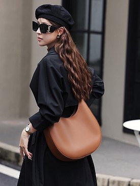 Genuine Leather Half moon Shoulder Bag