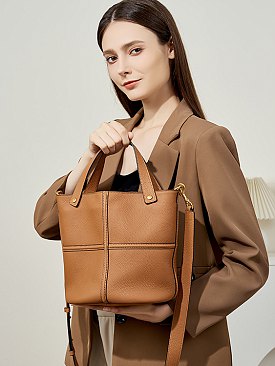 Fashion Cowhide Bucket-Crossbody Bag
