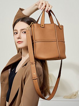 Fashion Cowhide Bucket-Crossbody Bag