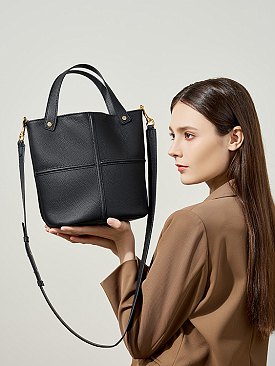 Fashion Cowhide Bucket-Crossbody Bag