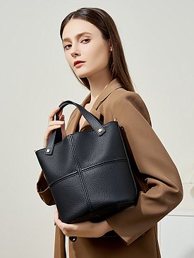 Fashion Cowhide Bucket-Crossbody Bag