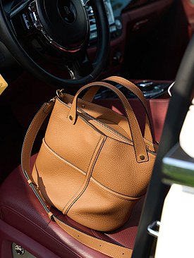 Fashion Cowhide Bucket-Crossbody Bag