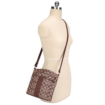 2-in-1 Multi-Pocket Oval Print Crossbody Bag Set