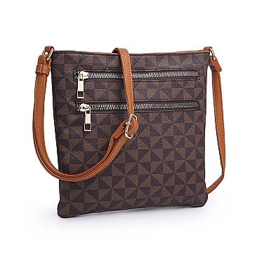 Monogram Dual Zipper Crossbody Bag