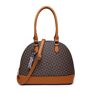 3 IN 1 MONOGRAM DOME SHAPED SATCHEL CROSSBODY AND WALLET SET