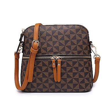 3 IN 1 MONOGRAM DOME SHAPED SATCHEL CROSSBODY AND WALLET SET