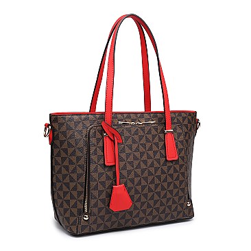 3 IN 1 STYLISH MODERN MONOGRAM TOTE CROSSBODY AND CLUTCH SET