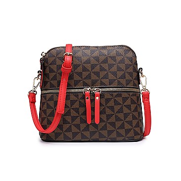 3 IN 1 STYLISH MODERN MONOGRAM TOTE CROSSBODY AND CLUTCH SET