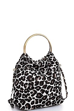 ANIMAL PATTERN FABRIC SHOULDER BAG