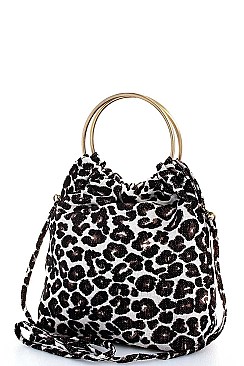 ANIMAL PATTERN FABRIC SHOULDER BAG