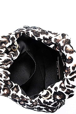 ANIMAL PATTERN FABRIC SHOULDER BAG