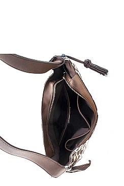 TRENDY STREET LEVEL DESIGN TASSEL HOBO BAG