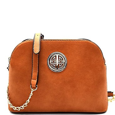 Emblem Double Compartment Dome Cross Body Messenger