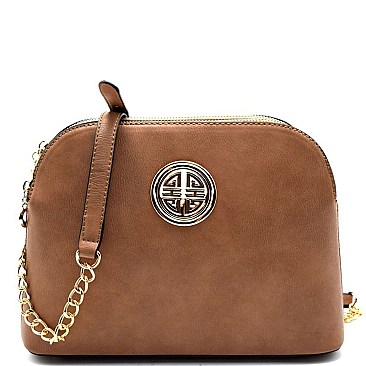 Emblem Double Compartment Dome Cross Body Messenger