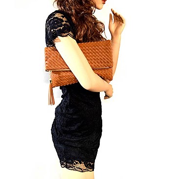 A048M-LP New Woven Flap Envelop Clutch