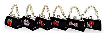 PACK OF 12 PCS ASSORTED COLOR DESIGNER MINI COIN PURSE