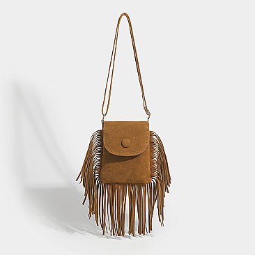 Fringed Flap Cell-Phone Holder Cross-Body