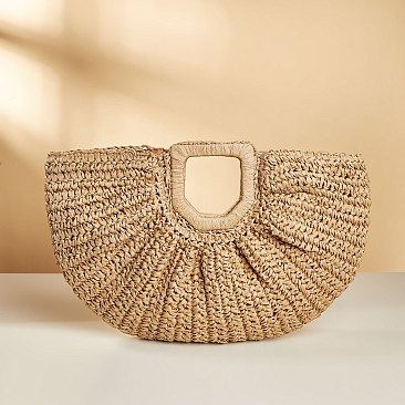 Woven Straw Satchel Bag