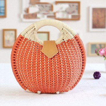 Woven Straw Round Handbag