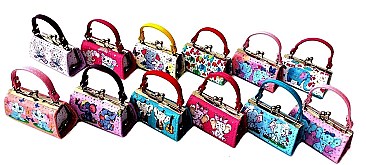 PACK OF 12 PCS ASSORTED COLOR DESIGNER MINI COIN PURSE