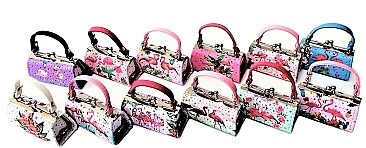 PACK OF 12 PCS ASSORTED COLOR DESIGNER MINI COIN PURSE