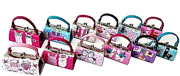 PACK OF 12 PCS ASSORTED COLOR DESIGNER MINI COIN PURSE
