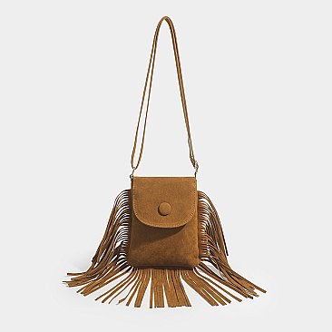 Fringed Flap Cell-Phone Holder Cross-Body