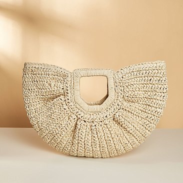 Woven Straw Satchel Bag