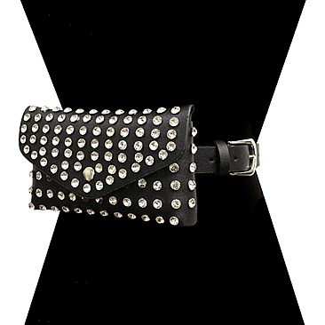 LEATHER BELT W/ RHINESTONE BAG