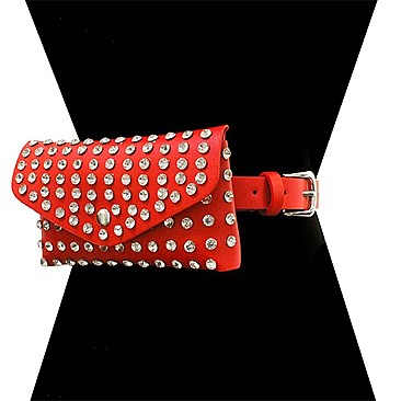 LEATHER BELT W/ RHINESTONE BAG