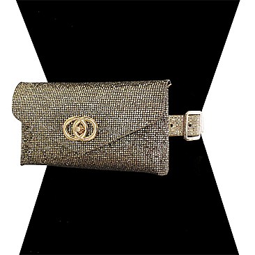P LEATHER BELT W/ RHINESTONE BAG