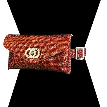 P LEATHER BELT W/ RHINESTONE BAG