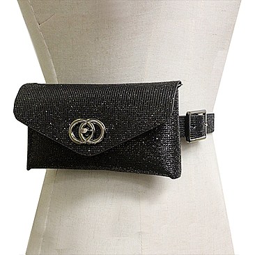P LEATHER BELT W/ RHINESTONE BAG