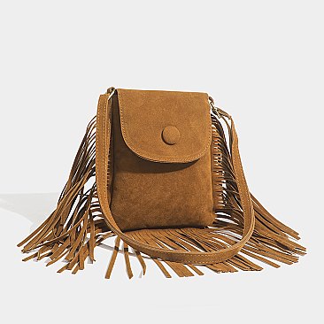 Fringed Flap Cell-Phone Holder Cross-Body