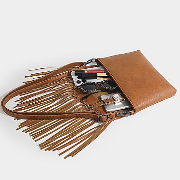 Fringed Flap Cross Body Messenger