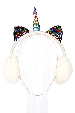 Pack of (12 pieces) Unicorn Theme Trendy Earmuffs