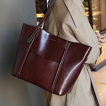 Genuine Leather Smooth Tote Bag